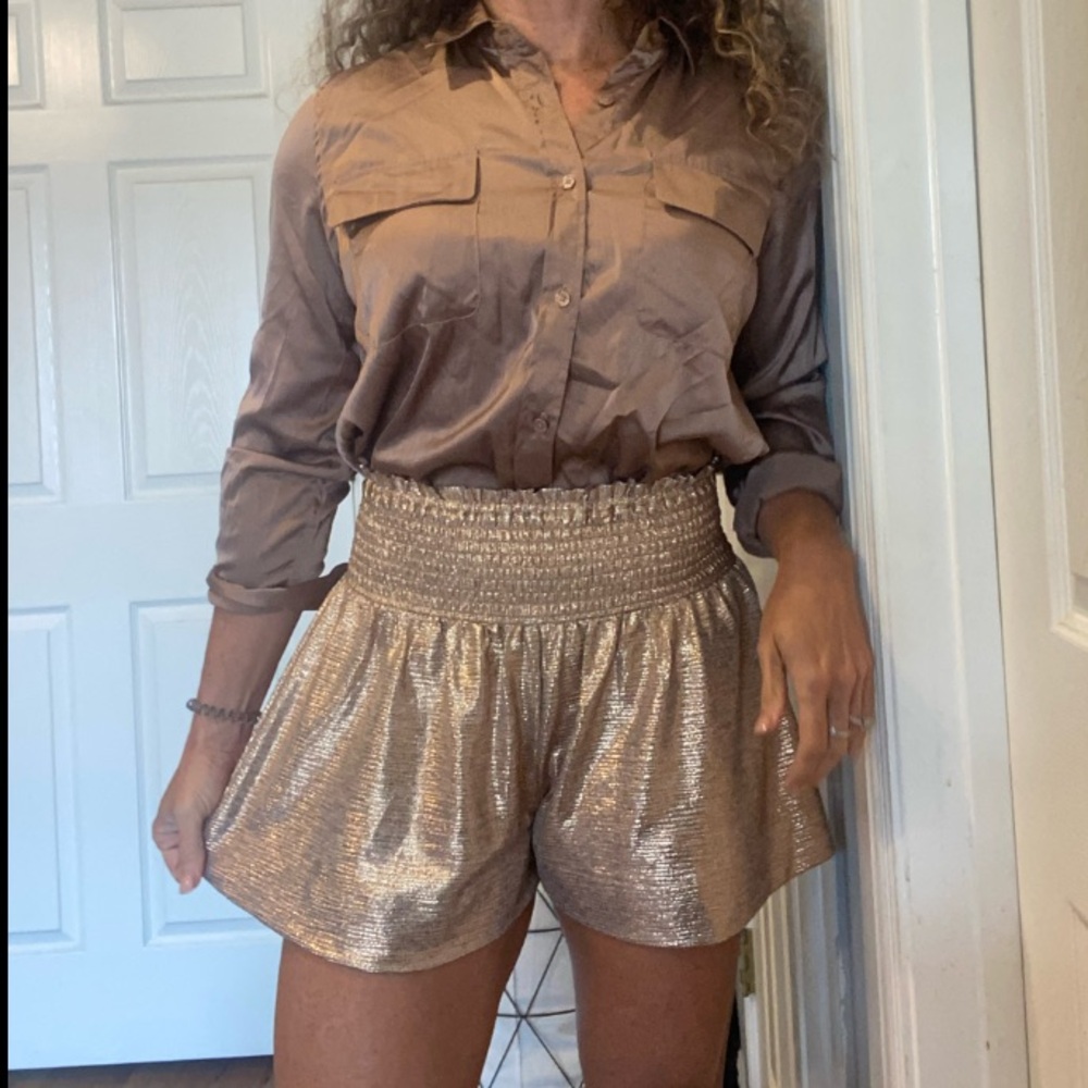 Metallic bronze shorts